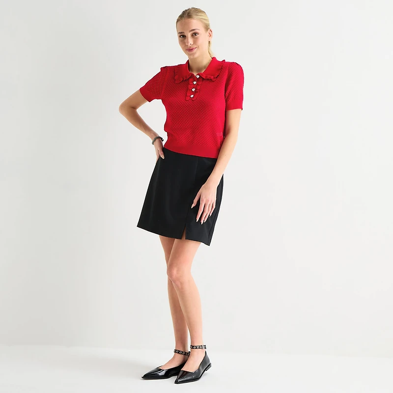 by&by Womens Juniors Mid Rise Mini A-Line Skirt