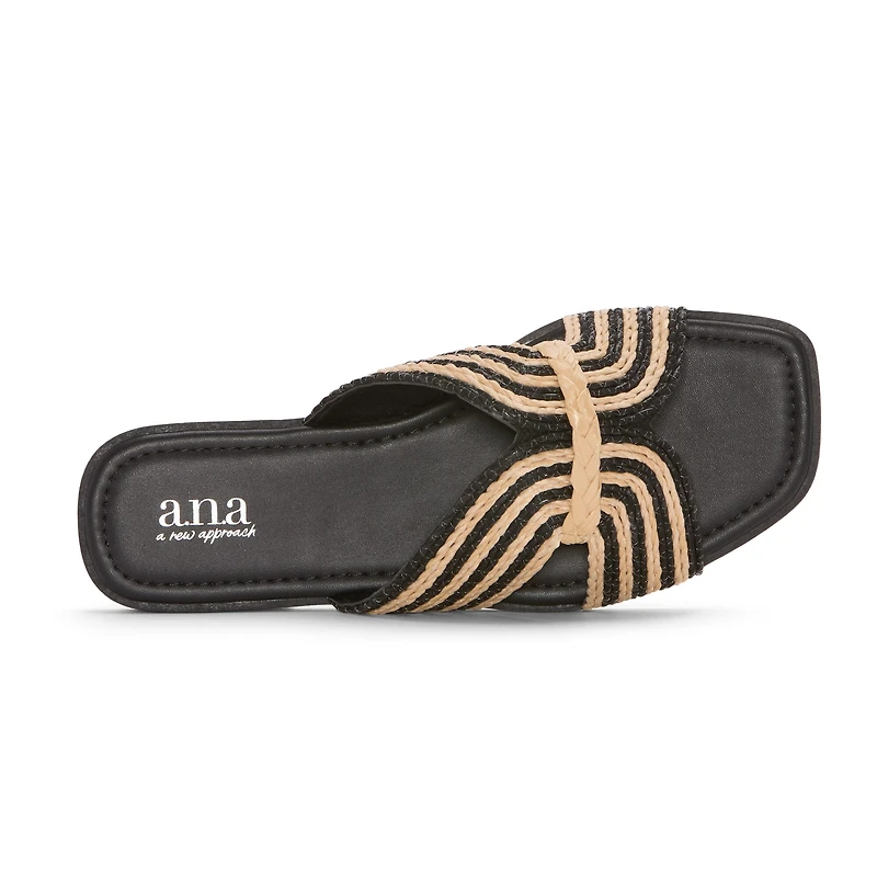 A.N.A Womens Straw Slide Sandals