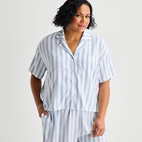 Liz Claiborne Cool and Calm Womens Short Sleeve 2-pc. Plus Pajama Set