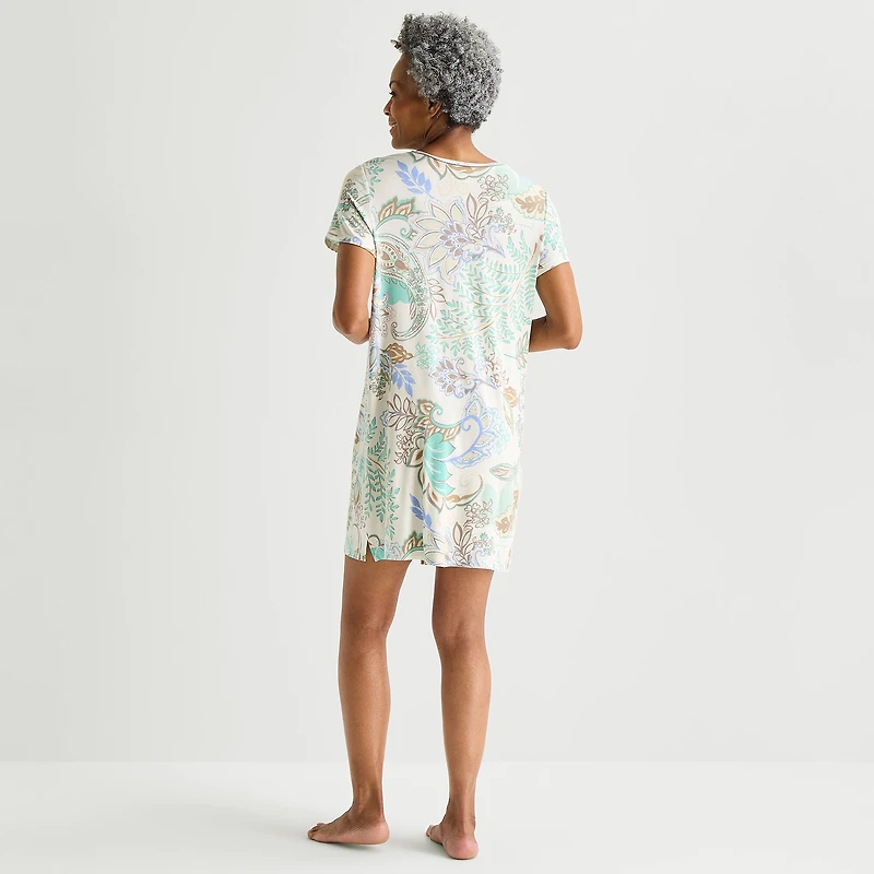 Liz Claiborne Cool and Calm Womens Short Sleeve Crew Neck Nightshirt