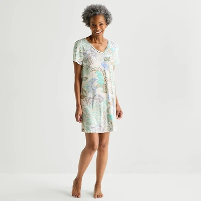 Liz Claiborne Cool and Calm Womens Short Sleeve Crew Neck Nightshirt