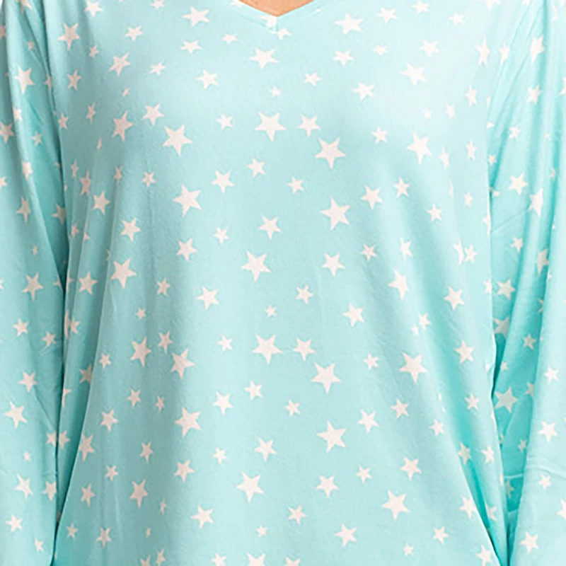 GoodNight Kiss Womens V-Neck Long Sleeve 2-pc. Pajama Set