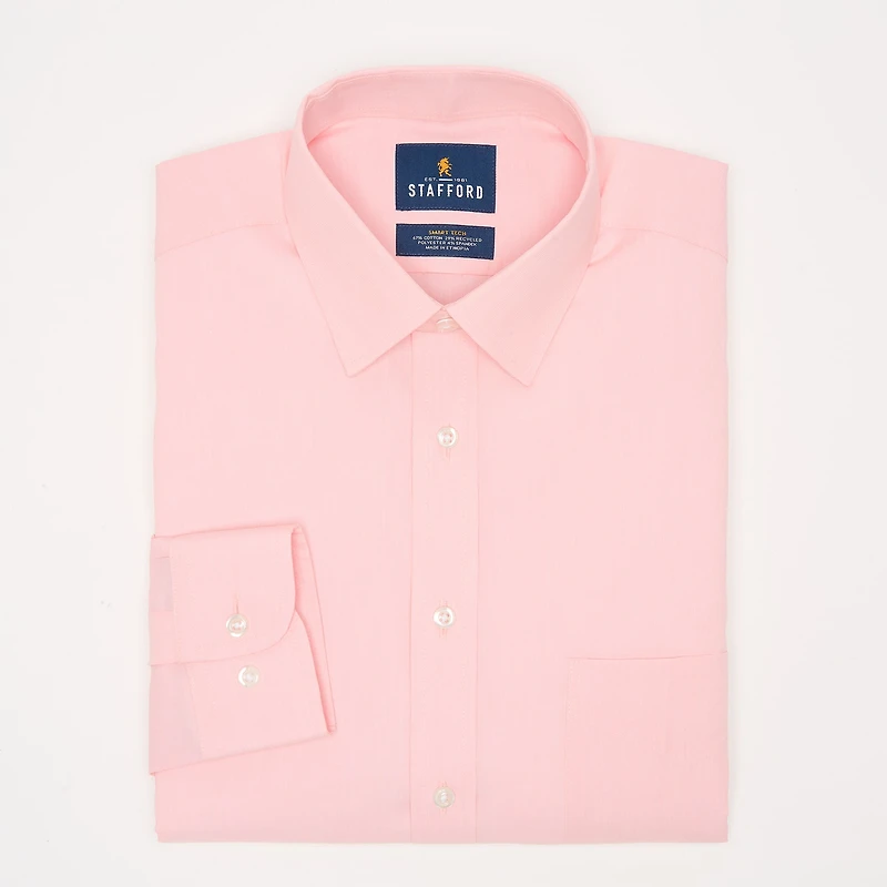Stafford Smart Tech Mens Slim Fit Stretch Fabric Wrinkle Free Long Sleeve Dress Shirt