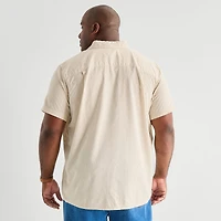 mutual weave Mens Easy-on + Easy-off Short Sleeve Regular Fit Button-Down Shirt