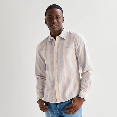 mutual weave Mens Long Sleeve Classic Fit Button-Down Shirt