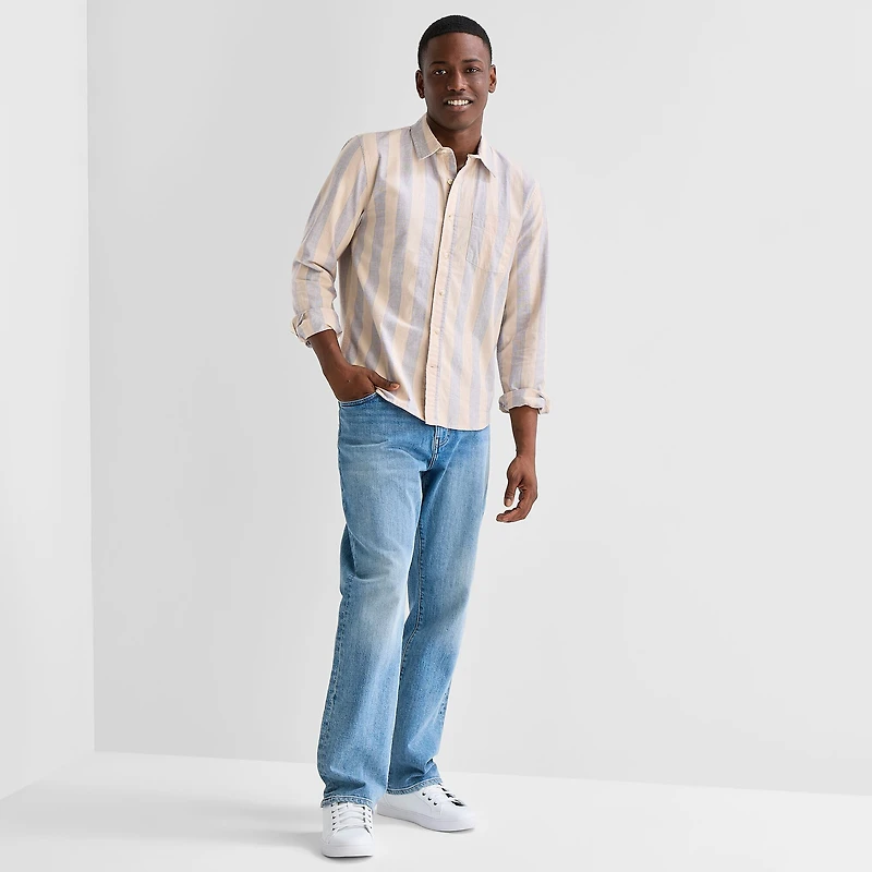 mutual weave Mens Long Sleeve Classic Fit Button-Down Shirt