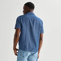 mutual weave Mens Short Sleeve Classic Fit Button-Down Shirt