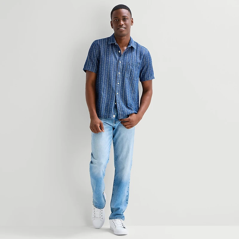 mutual weave Mens Short Sleeve Classic Fit Button-Down Shirt