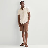 mutual weave Mens Easy-on + Easy-off Short Sleeve Classic Fit Button-Down Shirt