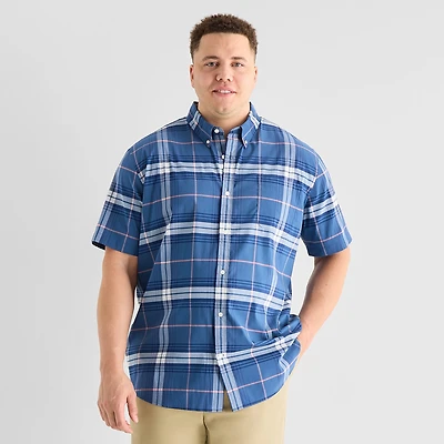 St. John's Bay Performance Mens Short Sleeve Classic Fit Big and Tall Button-Down Shirt
