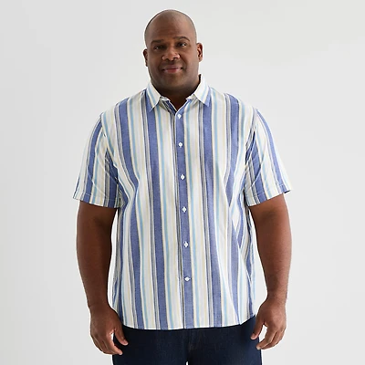 Shaquille O'Neal XLG™ Mens Short Sleeve Regular Fit Big and Tall Button-Down Shirt