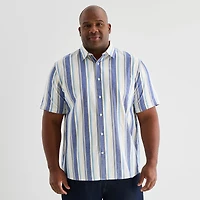 Shaquille O'Neal XLG™ Mens Short Sleeve Regular Fit Big and Tall Button-Down Shirt