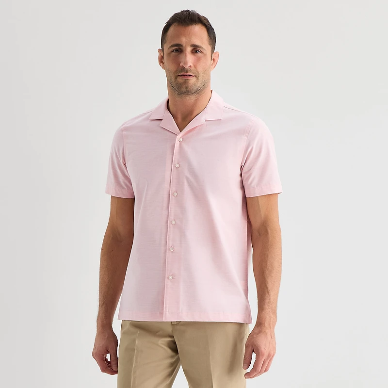 Stafford Chambray Mens Short Sleeve Regular Fit Button-Down Shirt
