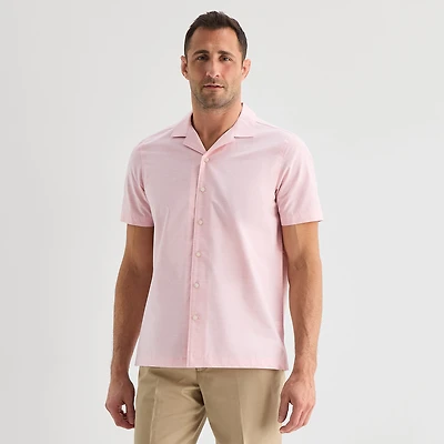 Stafford Chambray Mens Short Sleeve Regular Fit Button-Down Shirt