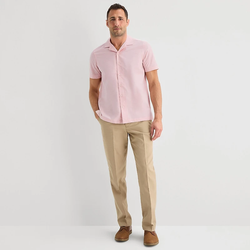 Stafford Chambray Mens Short Sleeve Regular Fit Button-Down Shirt