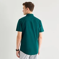 J. Ferrar Ultra Comfort Mens Short Sleeve Slim Fit Stretch Fabric Wrinkle Free Button-Down Shirt