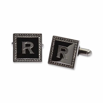 Personalized Beaded Gunmetal Cufflinks