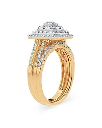1 CT. T.W. Natural Diamond Cushion Side Stone Halo Engagement Ring 10K or 14K Gold