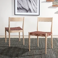 Pranit Dining Chair with Woven Leather Seat - Set of 2