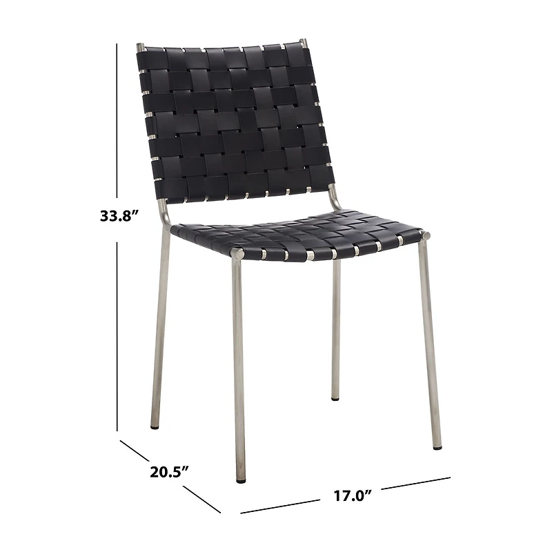 Wesson Leather Basket Woven Dining Chair - Set of 2