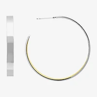 Silver Reflections Womens 14K Gold Over Brass 40mm Hypoallergenic Hoop Earrings