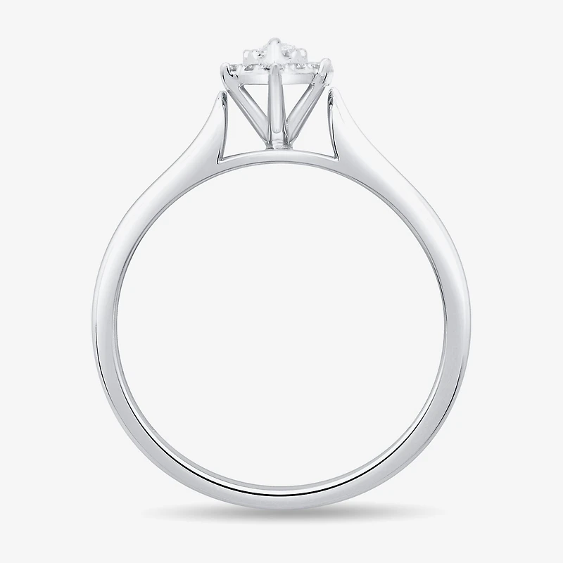 Unisex Adult 3/8 CT. T.W. Natural White Diamond 10K Gold Marquise Halo Side Stone Ring Set