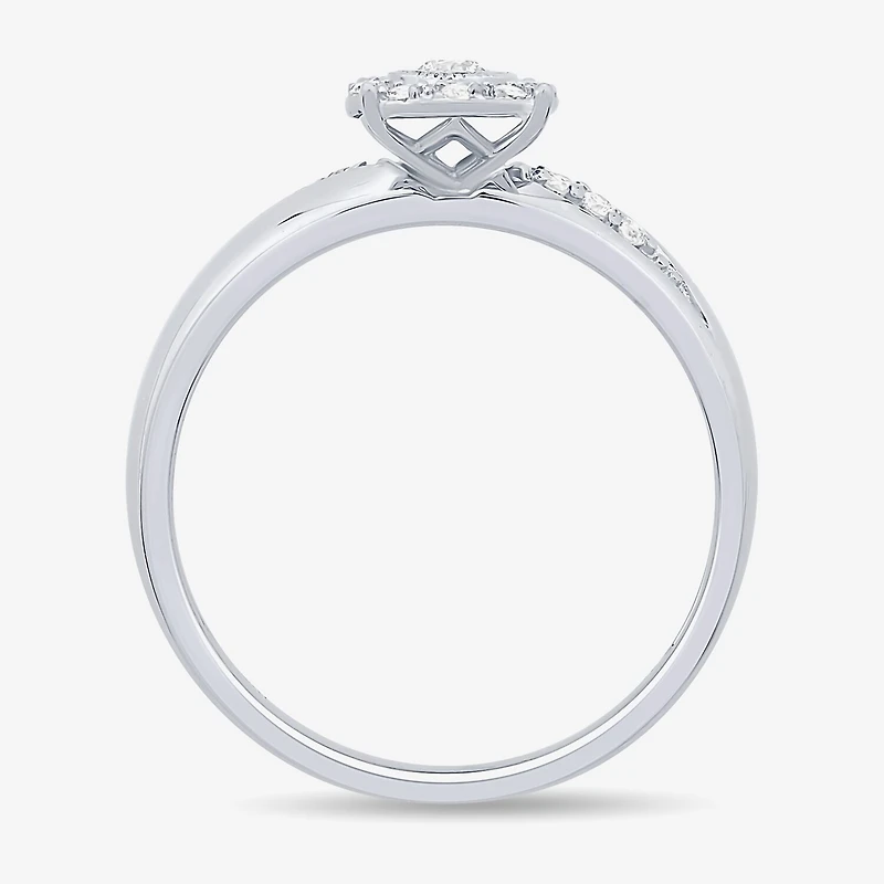 Unisex Adult 1/3 CT. T.W. Natural White Diamond 10K Gold Round Halo Side Stone Ring Set