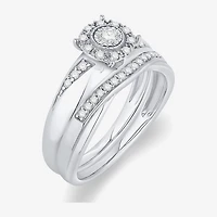 Unisex Adult 1/3 CT. T.W. Natural White Diamond 10K Gold Round Halo Side Stone Ring Set