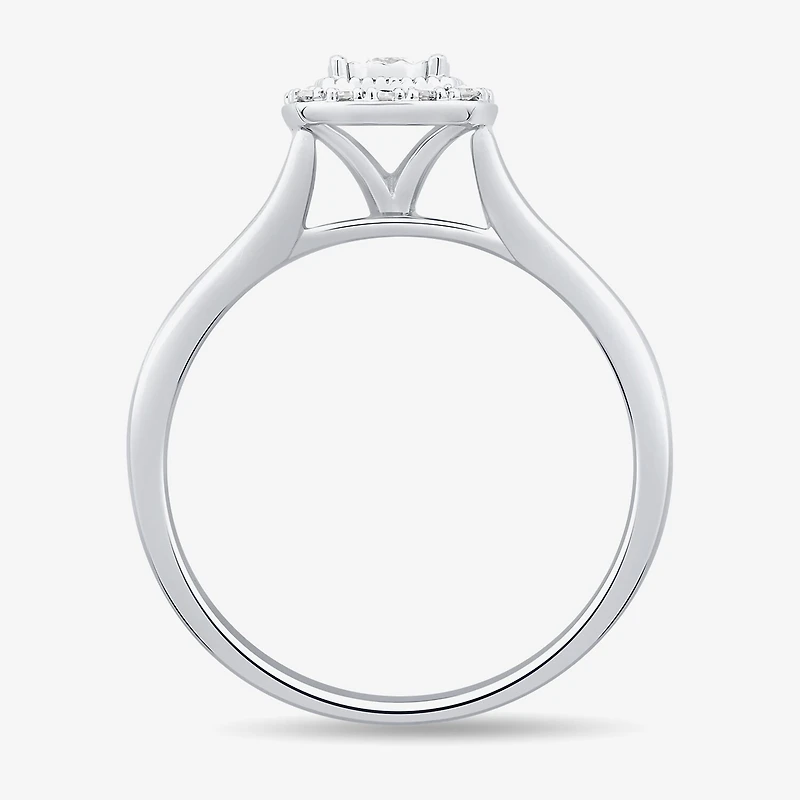 Unisex Adult 1/2 CT. T.W. Natural White Diamond 10K Gold Cushion Halo Side Stone Ring Set
