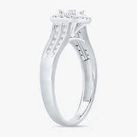 Unisex Adult 1/2 CT. T.W. Natural White Diamond 10K Gold Cushion Halo Side Stone Ring Set