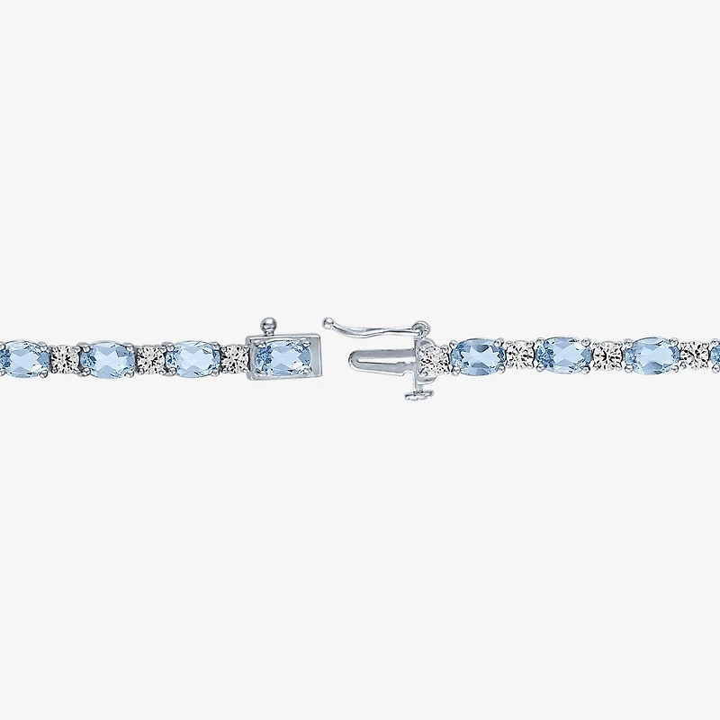Gemstone Sterling Silver Oval 7.5 Inch Tennis Bracelet