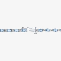 Gemstone Sterling Silver Oval 7.5 Inch Tennis Bracelet