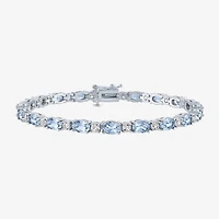 Gemstone Sterling Silver Oval 7.5 Inch Tennis Bracelet
