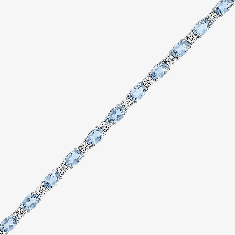 Gemstone Sterling Silver Oval 7.5 Inch Tennis Bracelet