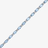 Gemstone Sterling Silver Oval 7.5 Inch Tennis Bracelet