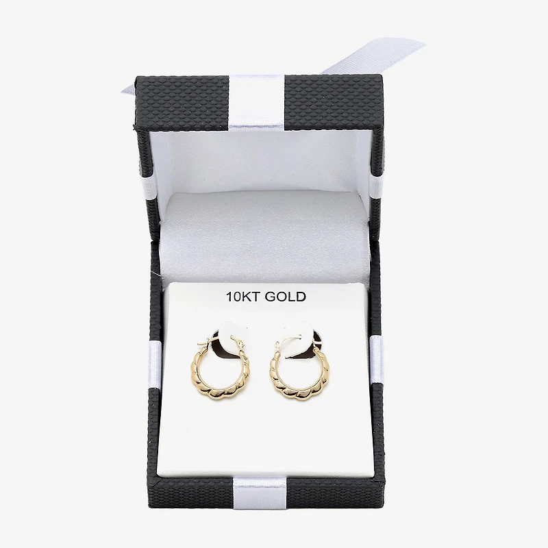 Small Scalloped Edge Hoop Earrings 10K Gold