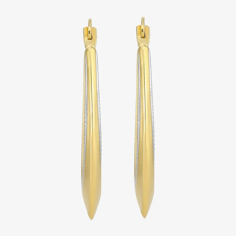 Womens 10K Two Tone Gold 25mm Round Hoop Earrings