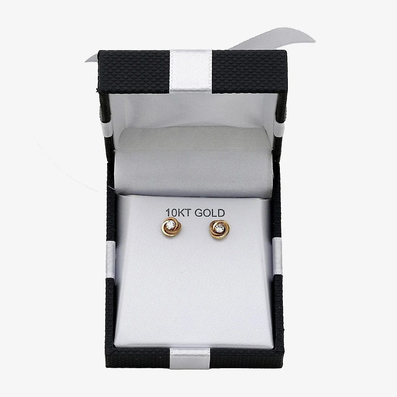 Cubic Zirconia Love Knot Earrings 14K Gold