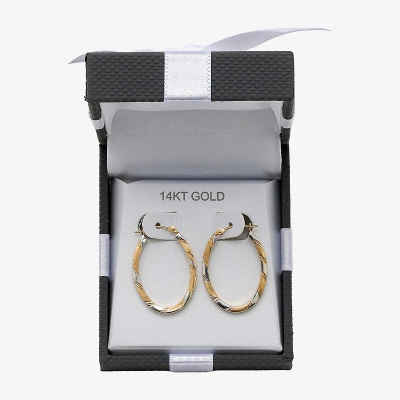 Two-Tone 14K Gold Oval Hoop Earrings