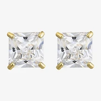 Princess-Cut Cubic Zirconia 10K Gold Stud Earrings