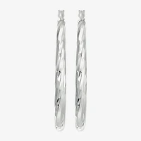 Womens Sterling Silver 40mm Round Hoop Earrings