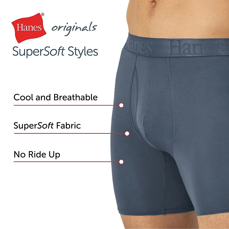 Hanes Originals Supersoft Total Support Pouch Mens 3 Pack Boxer Briefs Uosba3