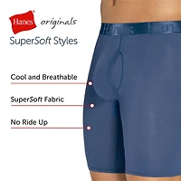 Hanes Originals Ultimate Supersoft Mens 3 Pack Long Leg Boxer Briefs Uo2ll3