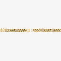 (F, Si2) Mens 14K Gold Over Stainless Steel Stainless Steel 8 1/2 Inch Solid Curb Chain Bracelet