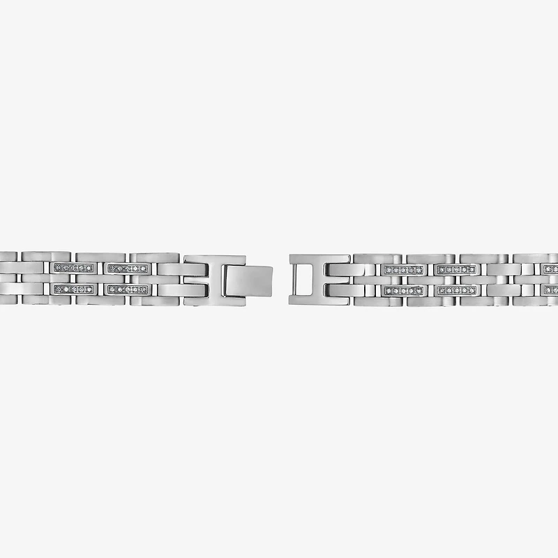 (F, Si2) Mens Stainless Steel Solid 8 1/2 Inch Link Bracelet