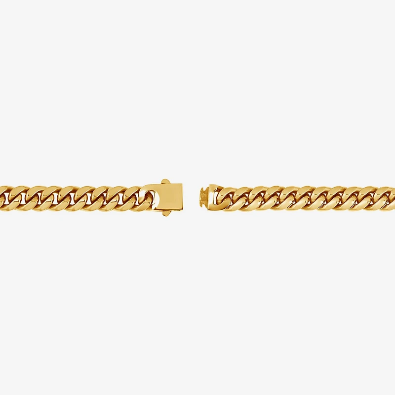 (F,Si2) Mens 14K Gold Over Stainless Steel 24 Inch Curb Chain Necklace