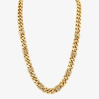 (F,Si2) Mens 14K Gold Over Stainless Steel 24 Inch Curb Chain Necklace