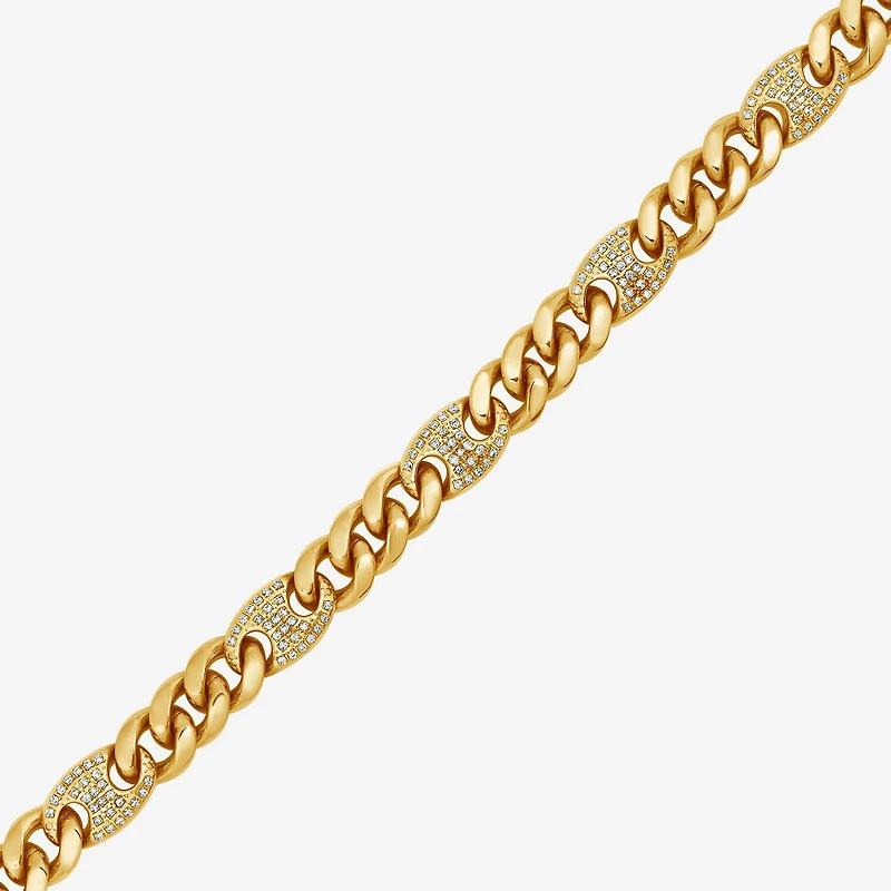 (F,Si2) Mens 14K Gold Over Stainless Steel 24 Inch Curb Chain Necklace