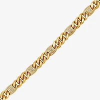 (F,Si2) Mens 14K Gold Over Stainless Steel 24 Inch Curb Chain Necklace