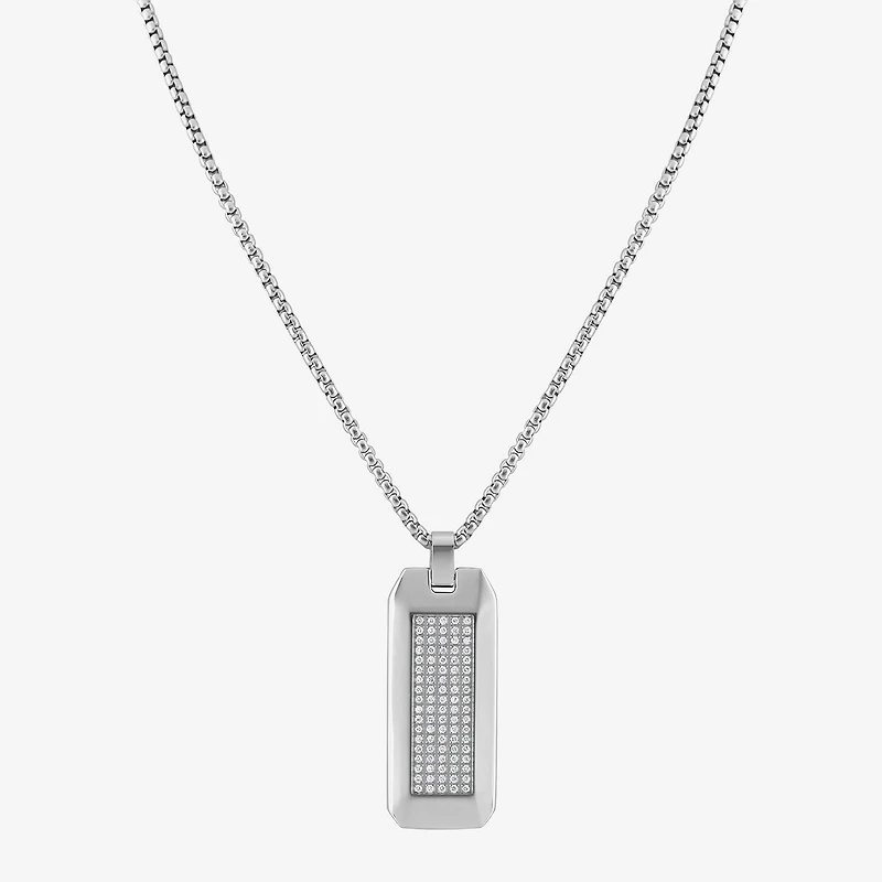 (F,Si2) Mens 1 1/4 CT. T.W. Lab Grown White Diamond Stainless Steel 24 Inch Pendant Necklace